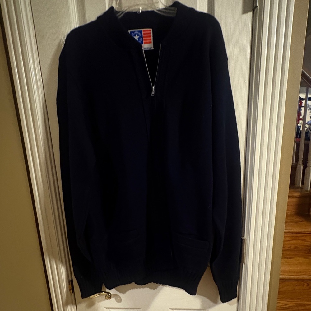 San Francisco knitting mills  Men's Navy blue Sweater quarter zip pullover XXL